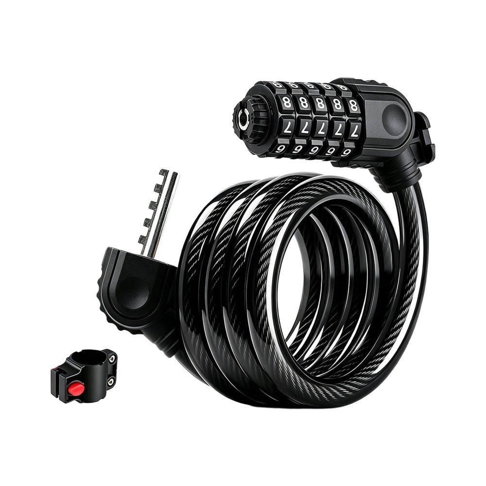 Steel Cable Bike Lock 120cm 5-Digit Combination for Bikes E-Bikes and Gear