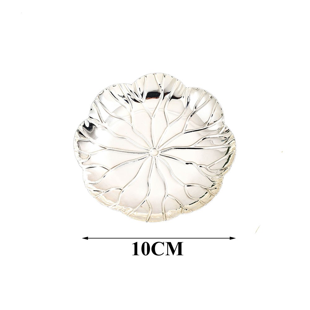 Gold or Silver Metal Tray with Classic Lotus Design for Dessert Presentation