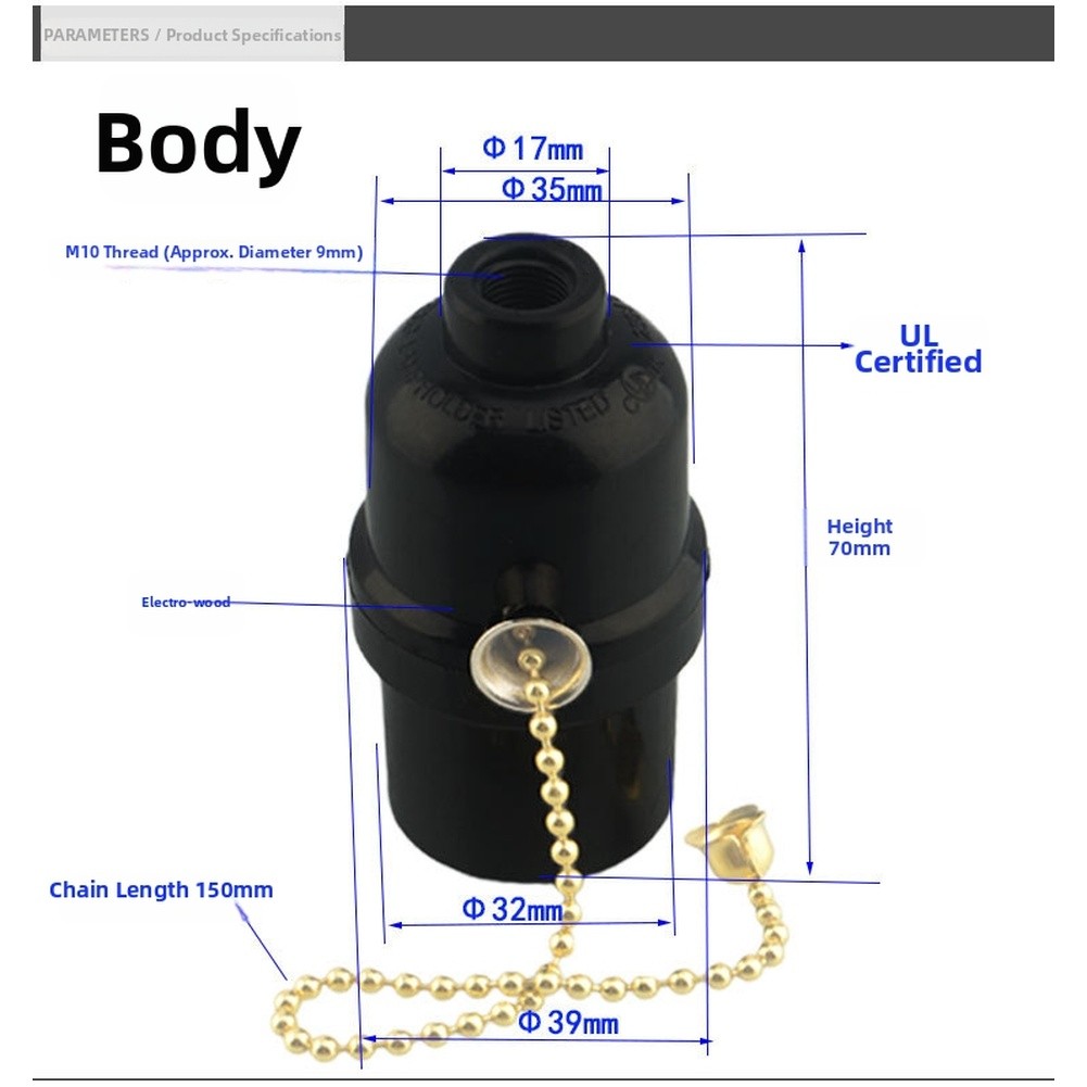 E27 Lamp Holder Standard Socket Compatibility Reliable Bakelite Material