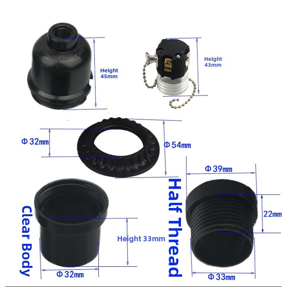 E27 Lamp Holder Standard Socket Compatibility Reliable Bakelite Material