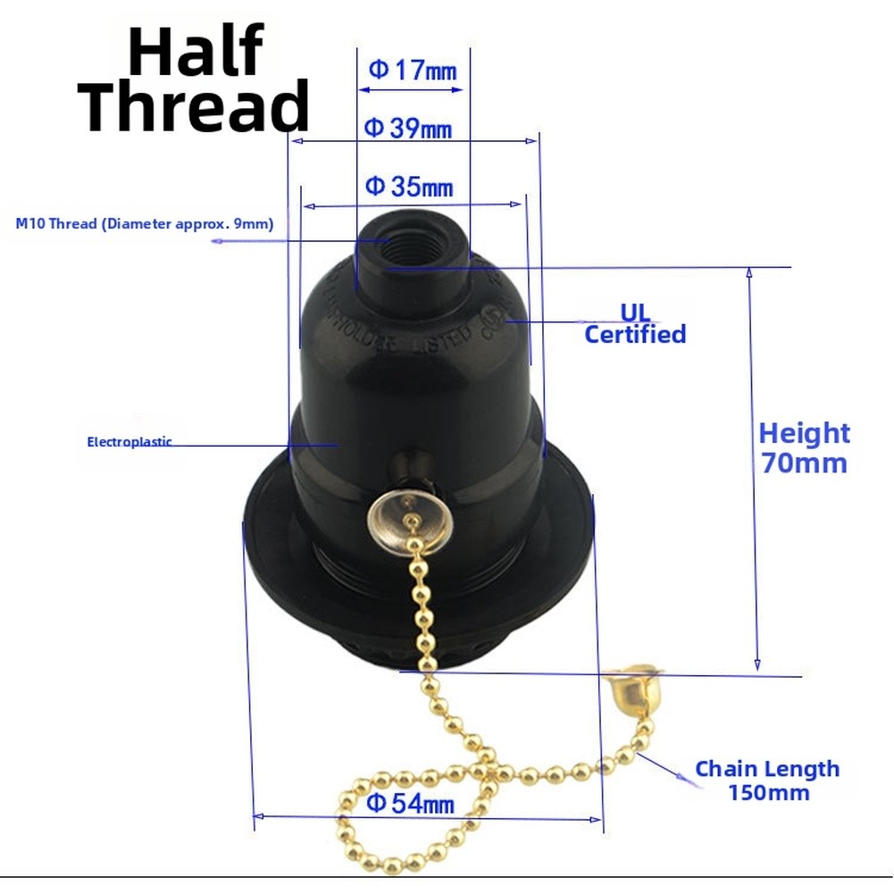E27 Lamp Holder Standard Socket Compatibility Reliable Bakelite Material