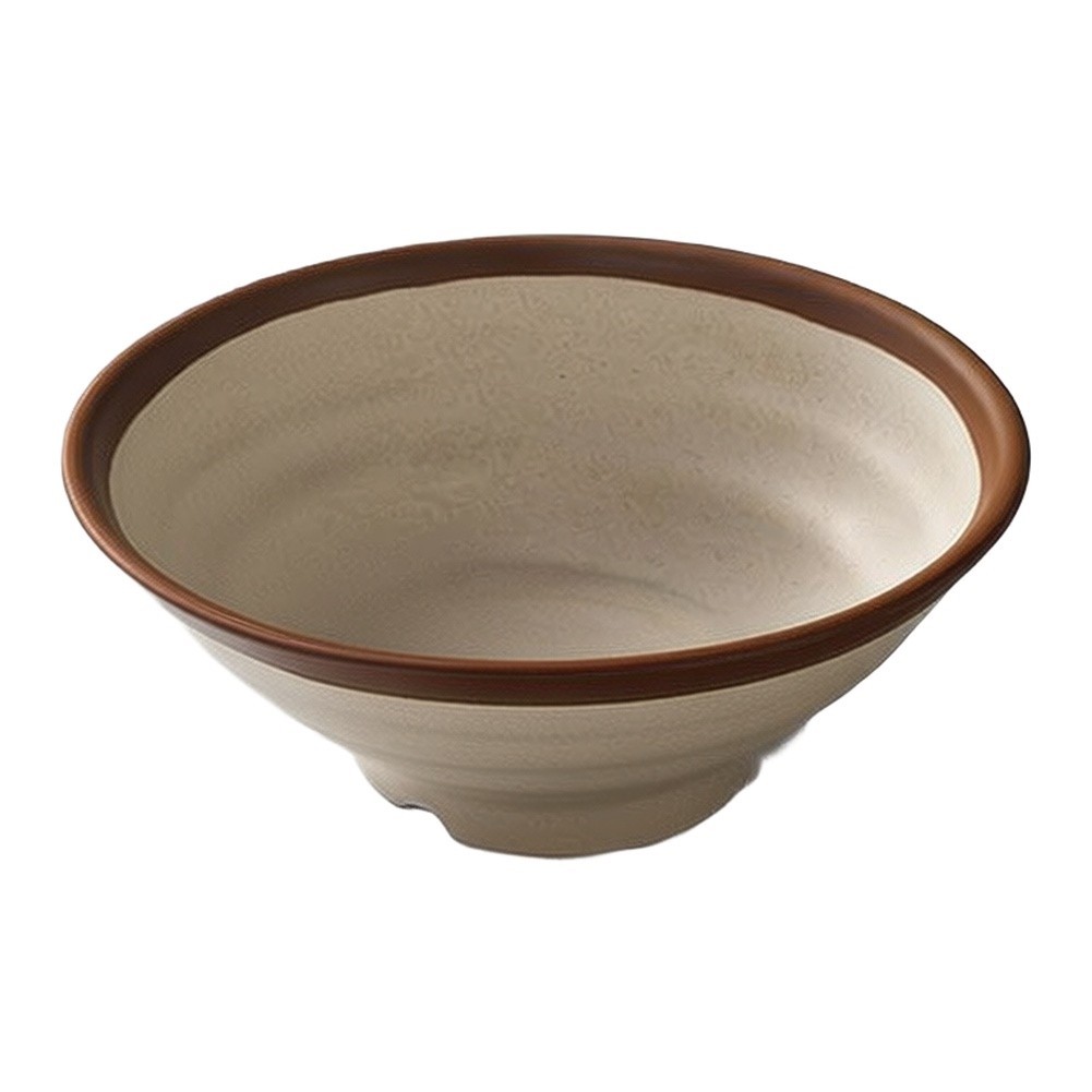 Home Use Melamine Bowl Brown Rim Deep Capacity for Rice Noodles For Cold Dishes - Produktbild 2