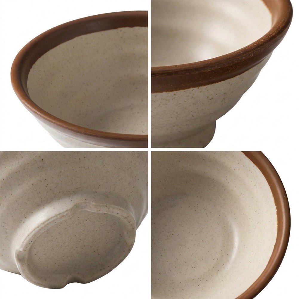 Home Use Melamine Bowl Brown Rim Deep Capacity for Rice Noodles For Cold Dishes - Produktbild 4