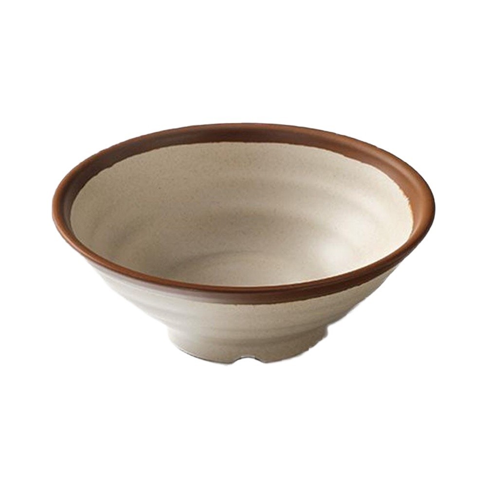 Home Use Melamine Bowl Brown Rim Deep Capacity for Rice Noodles For Cold Dishes
