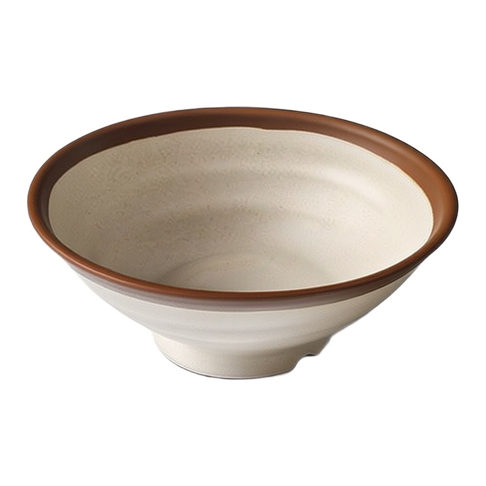 Home Use Melamine Bowl Brown Rim Deep Capacity for Rice Noodles For Cold Dishes - Produktbild 3