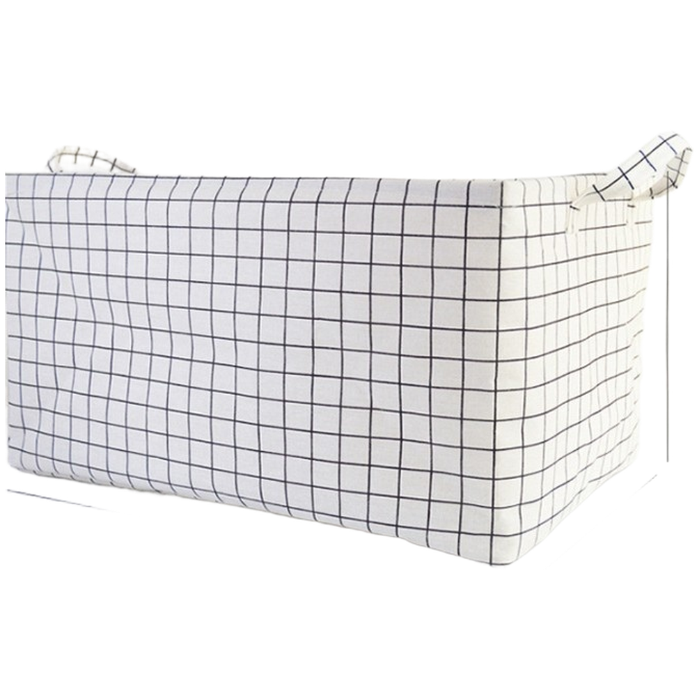 Drawstring Closure Foldable Storage Box 48x33x26cm Cotton Linen Fabric