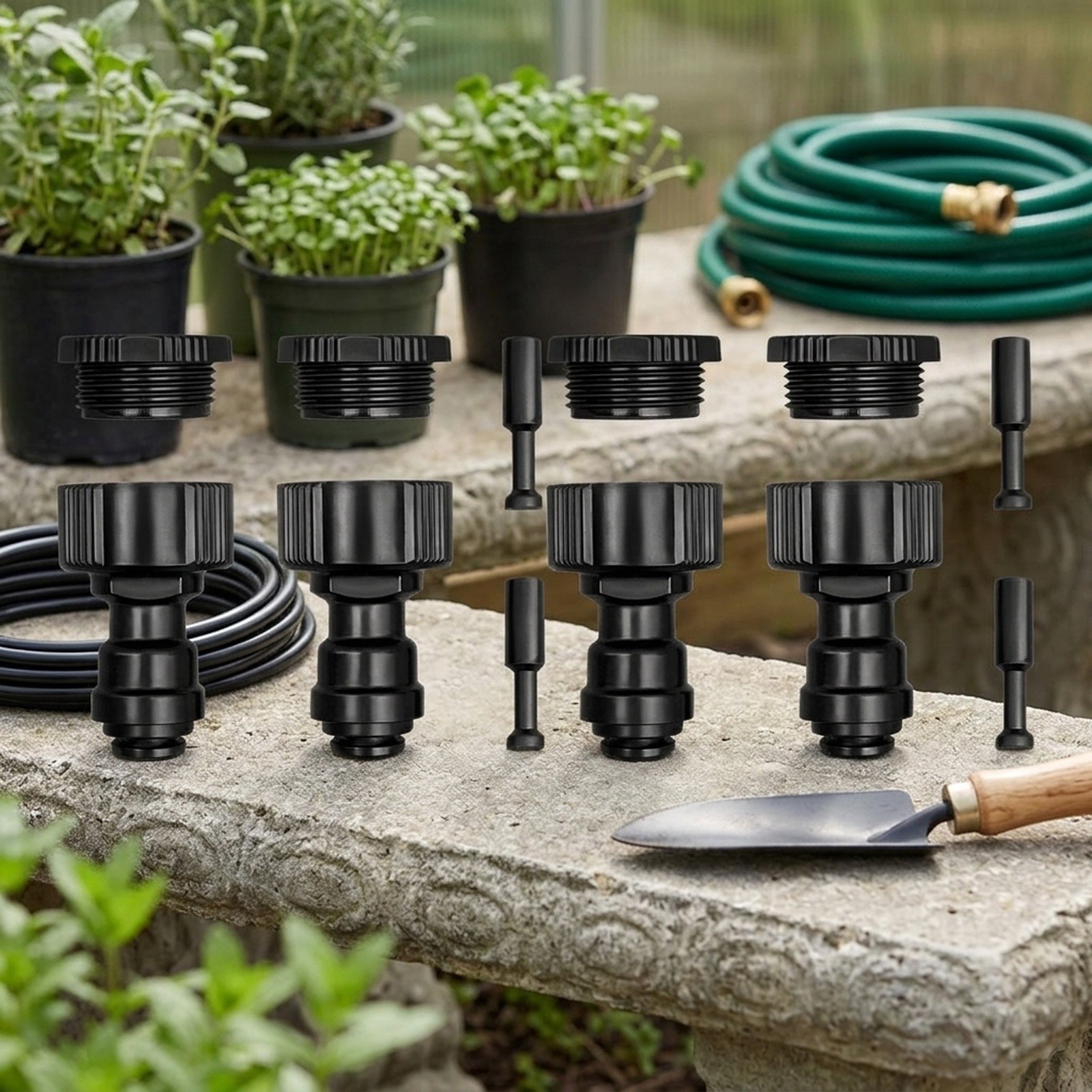8mm Matte Black Quick Connect Fittings for Vertical Green Wall Installations