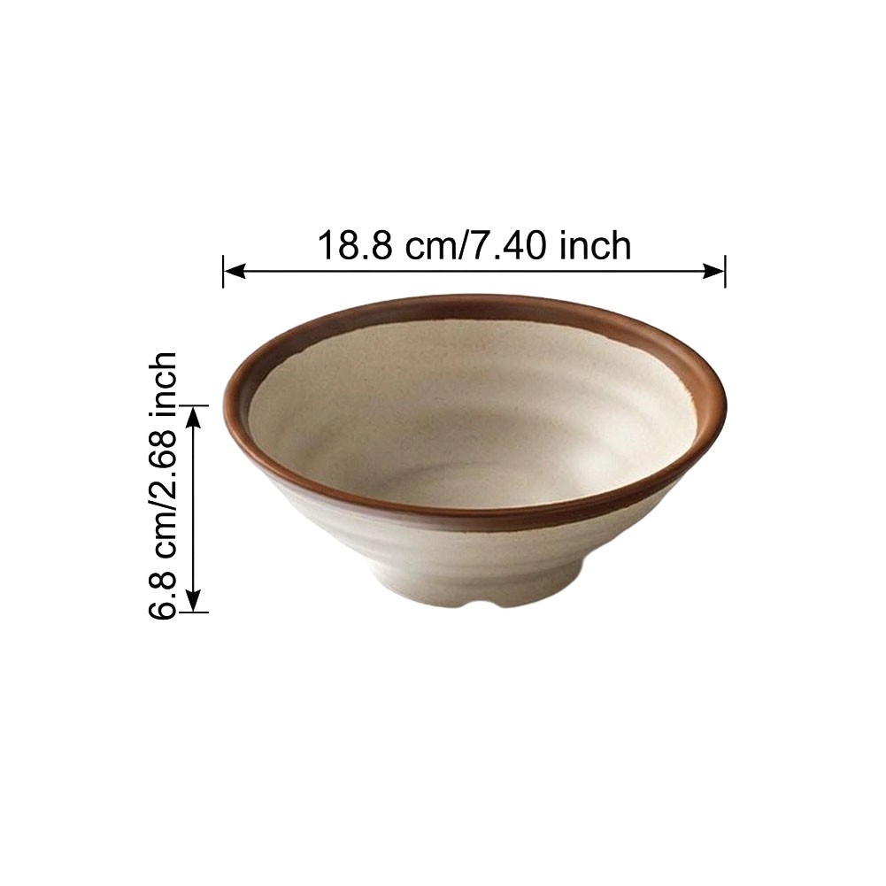 Home Use Melamine Bowl Brown Rim Deep Capacity for Rice Noodles For Cold Dishes - Produktbild 7
