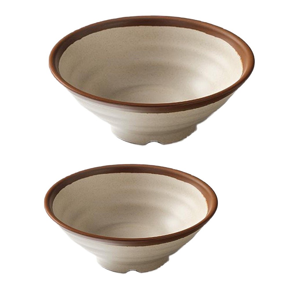 Home Use Melamine Bowl Brown Rim Deep Capacity for Rice Noodles For Cold Dishes - Produktbild 8