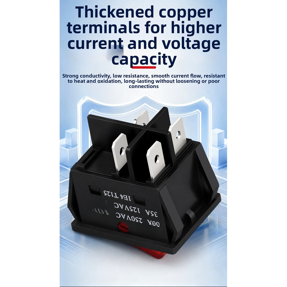 3pcs 30A KCD4 Boat Shaped Switch with LED Indicator 2.2 3.02cm Dimensions