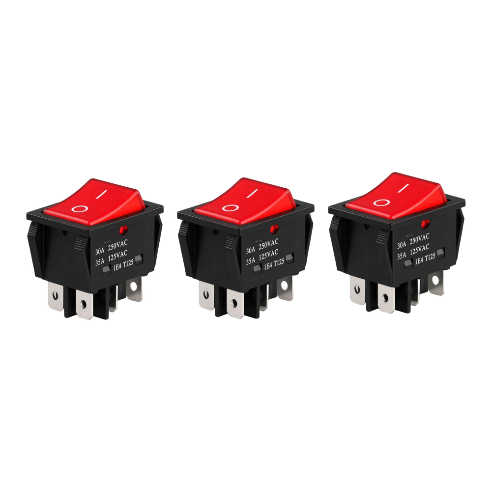3pcs 30A KCD4 Boat Shaped Switch with LED Indicator 2.2 3.02cm Dimensions