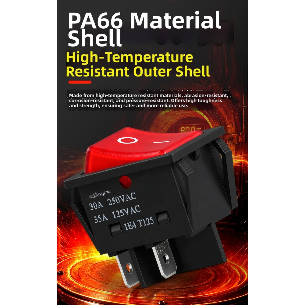 3pcs 30A KCD4 Boat Shaped Switch with LED Indicator 2.2 3.02cm Dimensions