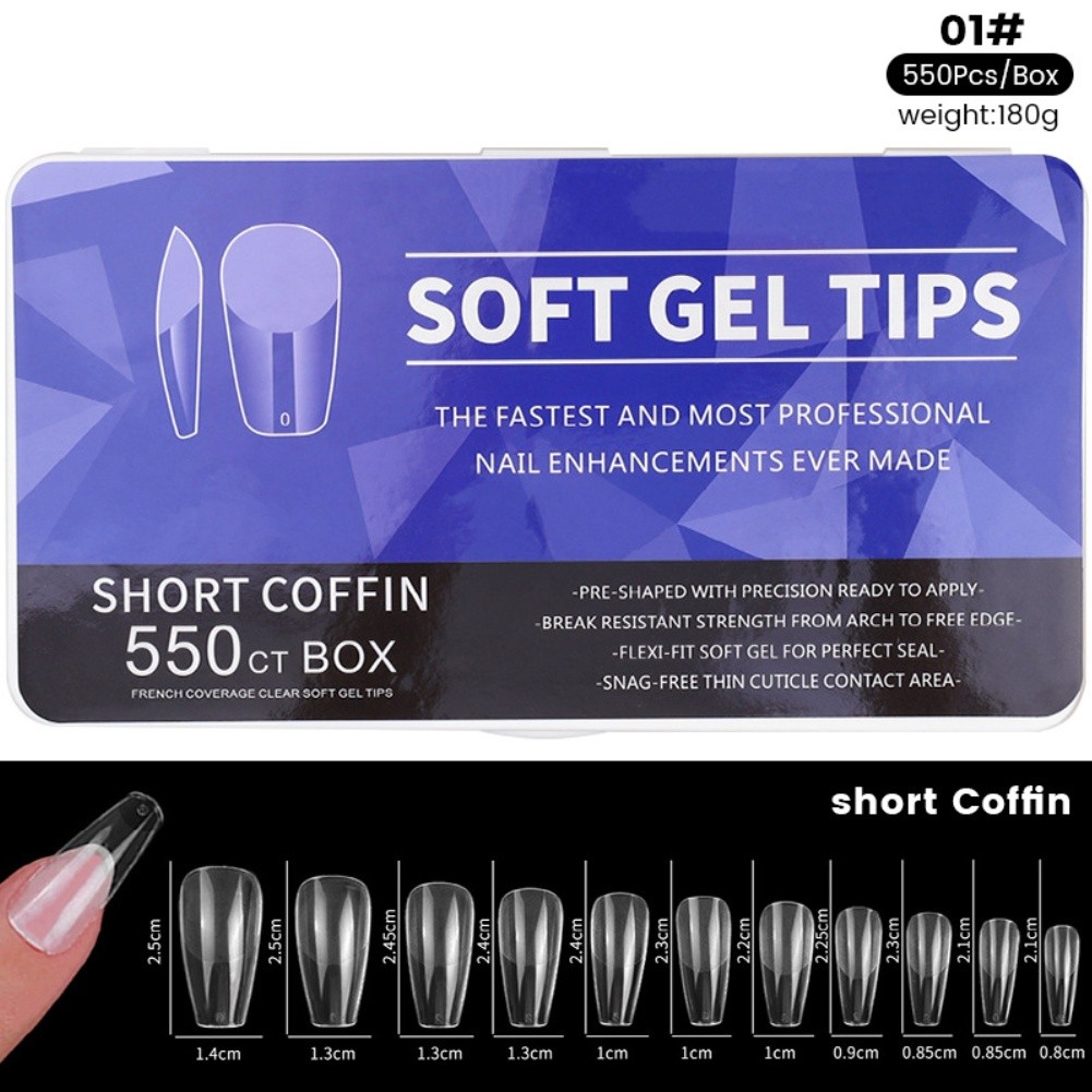 Soft Gel Nail Tips 550 Pcs Precision Fit Press On Ballet Almond Nail Shape