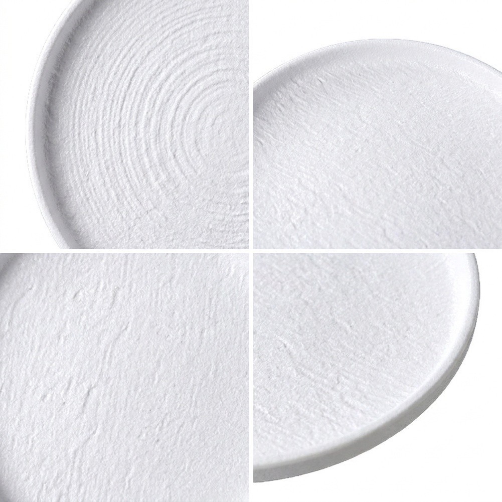 2 pcs White Melamine Round Plates Stone Texture 8 inch and 11 inch Serving Dish - Produktbild 4