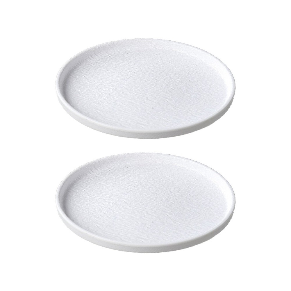2 pcs White Melamine Round Plates Stone Texture 8 inch and 11 inch Serving Dish