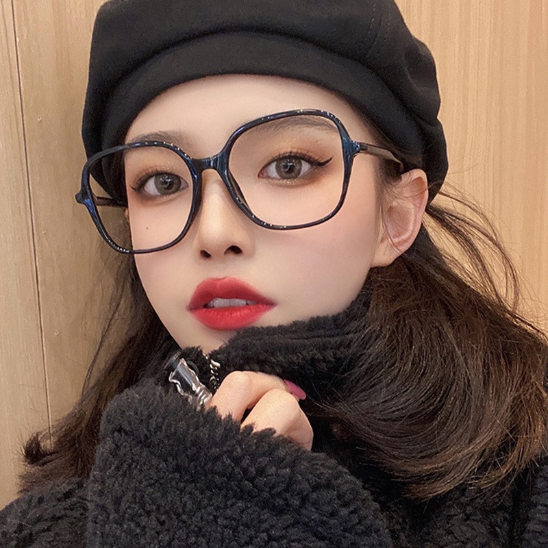 For Polygon Frame Blue Light Filtering Glasses for Women Retro Bright Black