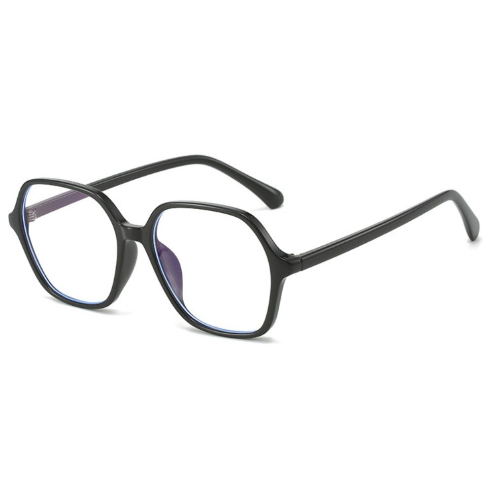 For Polygon Frame Blue Light Filtering Glasses for Women Retro Bright Black