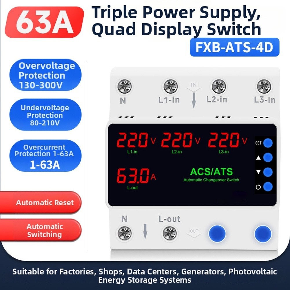 220V Overvoltage Undervoltage Protector with Auto Switching and Delayed Restart