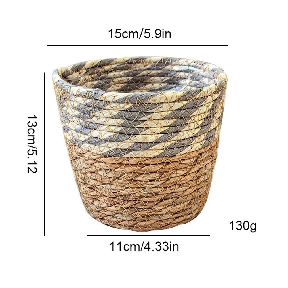 Two Size Woven Plant Basket Set 15x13x11cm 17x15x13cm Space Saving Design