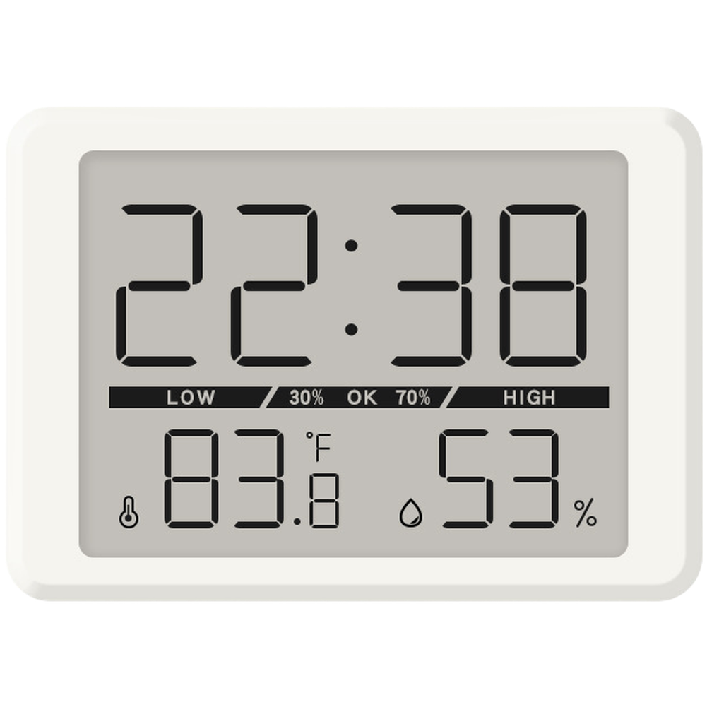 Digital LCD Wall Clock with Magnetic Mount Temp Humidity Display 10mm Profile