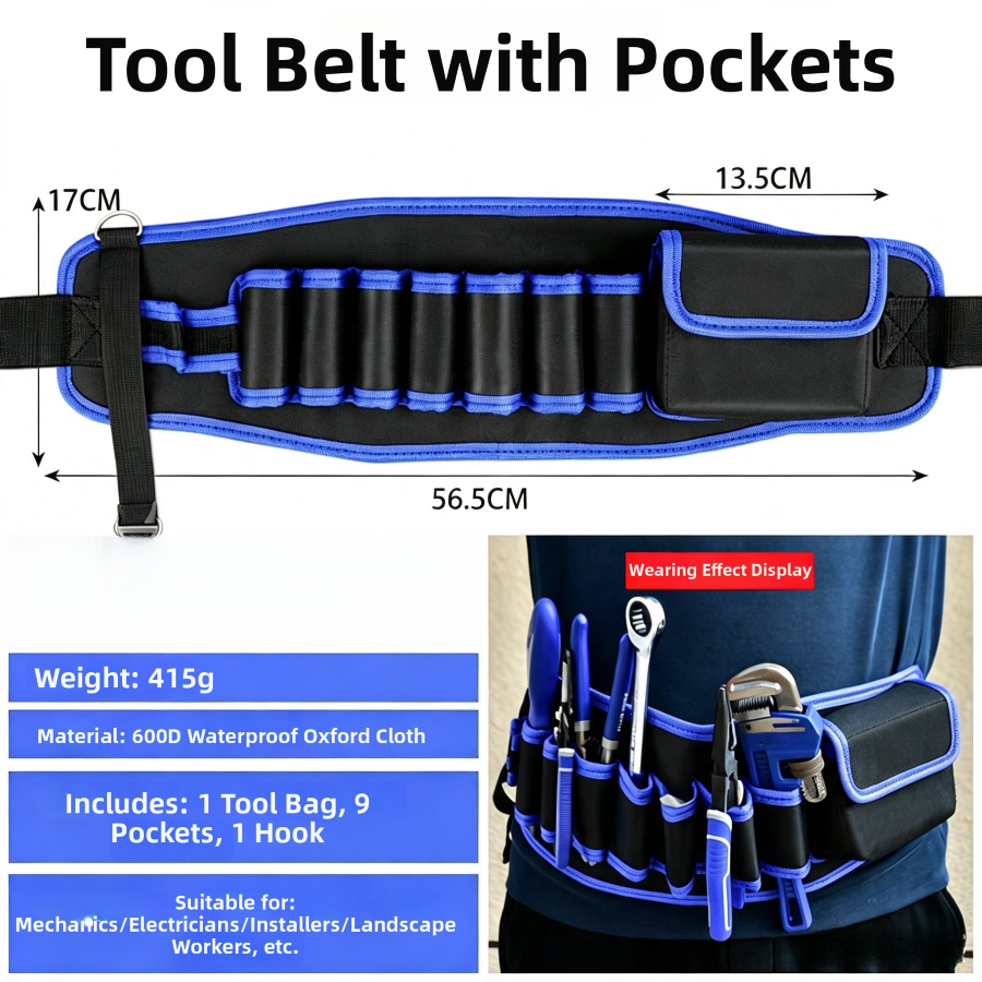Waterproof Heavy-Duty Tool Belt for Contractors and Maintenance Technicians