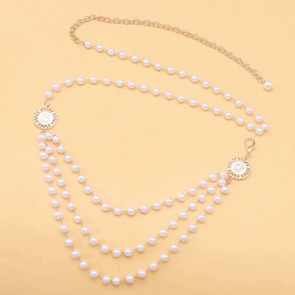 Pearl Waist Chain Gold Body Chain Elegant Pearl Design Durable Metal Material - Produktbild 1