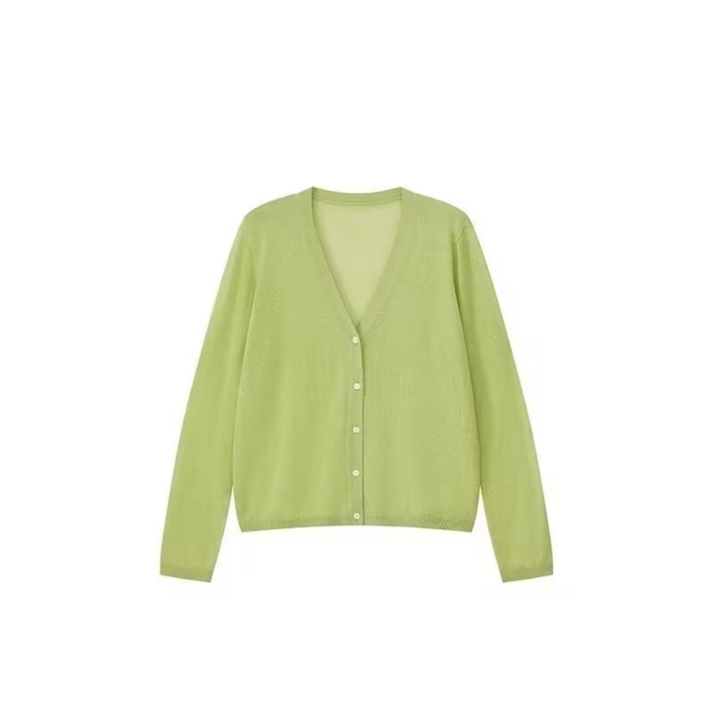 Women's Knit Cardigan Coat Solid Color V-Neck Polyester Regular Length