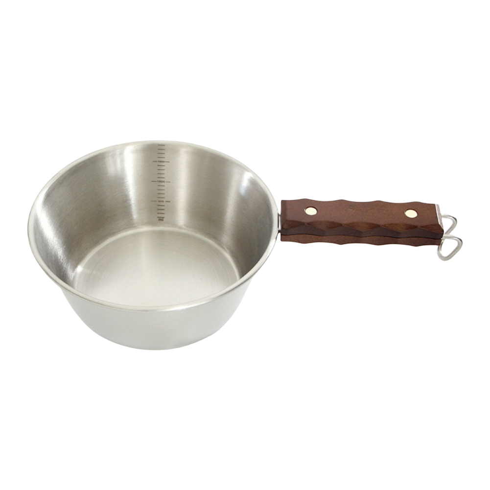 2000ML Stainless Steel Camping Cup with Wood Handle for Cooking and Serving