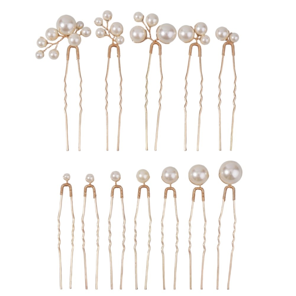 U Shaped Pearl Hairpin Set Plastic Resin Clips for Wedding Bridal Hair Styling