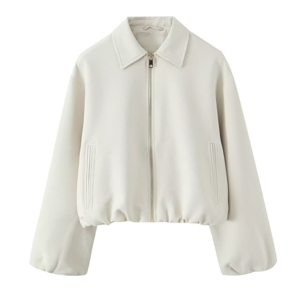 Womens Casual Summer Jacket Polyester Loose Fit Notched Collar Short Sleeve Zip