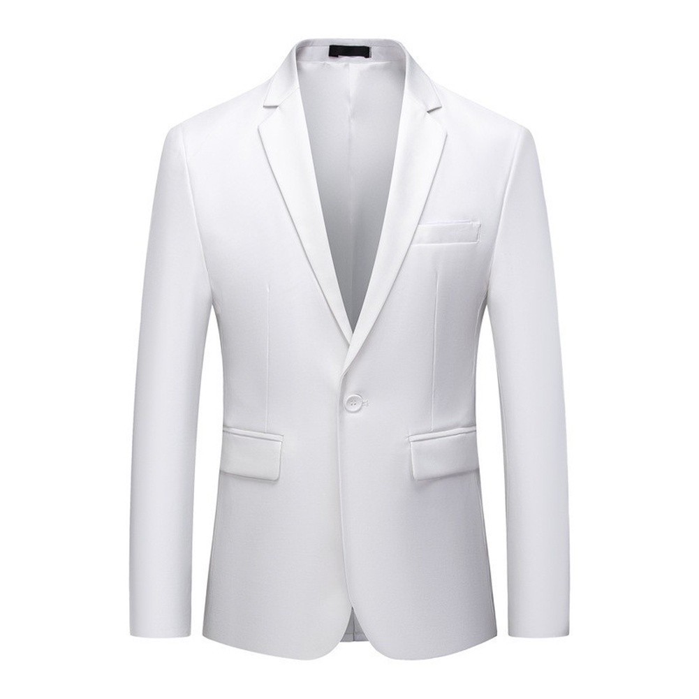Solid Color Men’s Suit Jacket Lapel Collar Long Sleeve For Blazer Coat