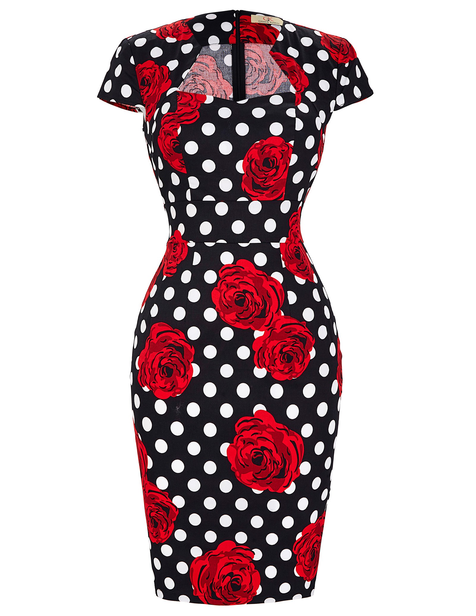 GK Elegant Cap Sleeve Retro Vintage Cotton Bodycon Dress (27 Patterns) - Picture 24 of 30