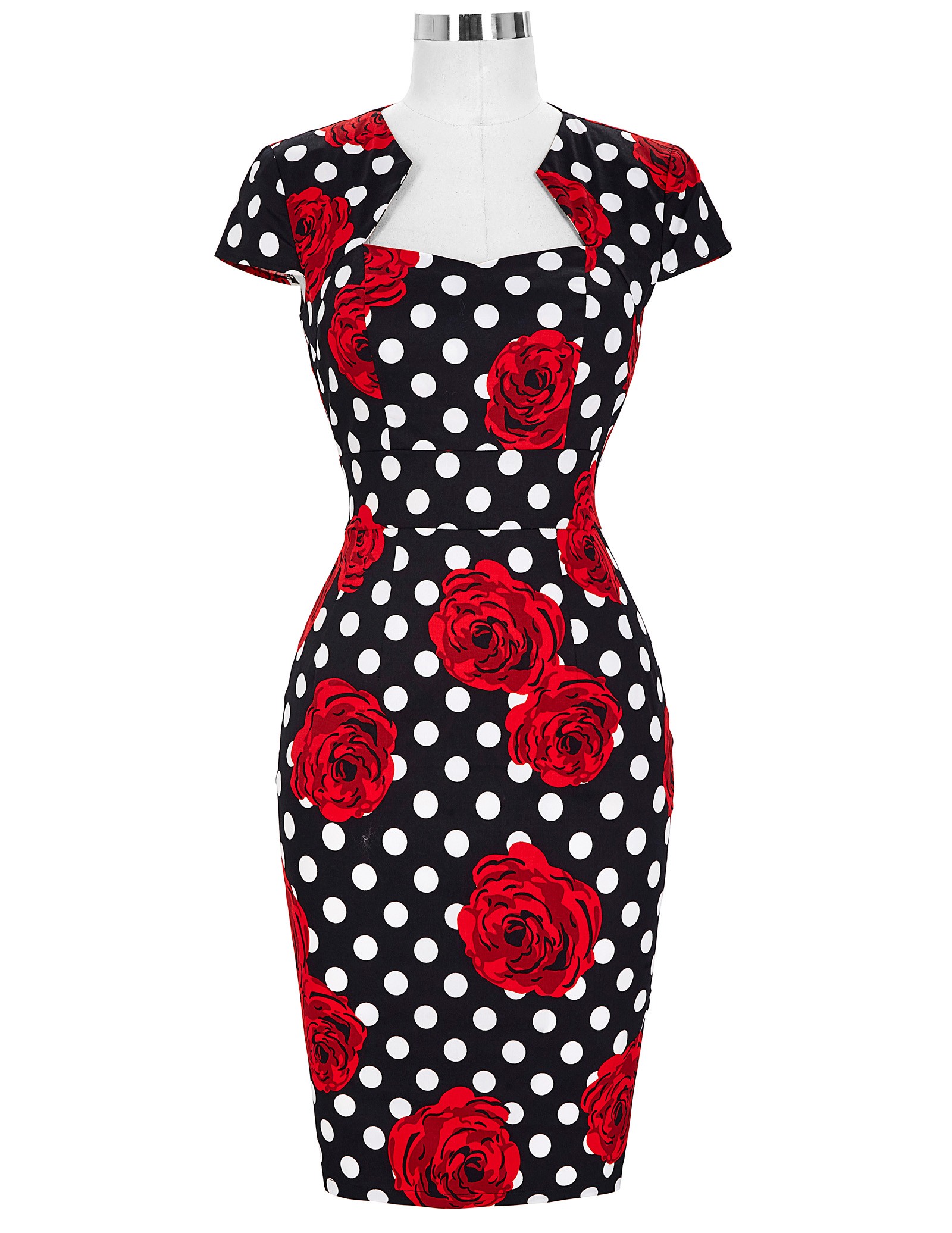 GK Elegant Cap Sleeve Retro Vintage Cotton Bodycon Dress (27 Patterns) - Picture 25 of 30