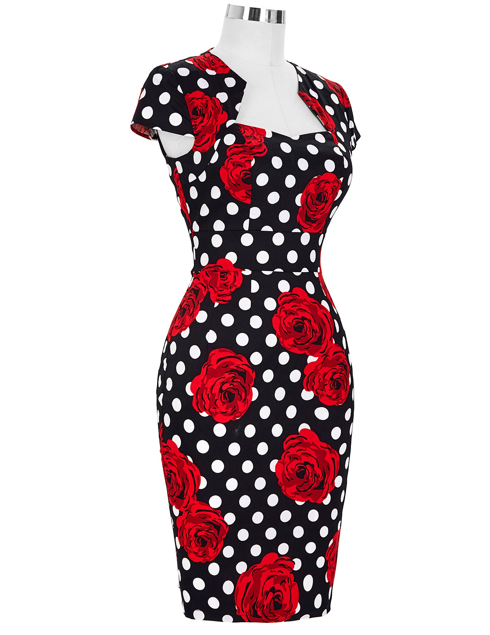 GK Elegant Cap Sleeve Retro Vintage Cotton Bodycon Dress (27 Patterns) - Picture 26 of 30