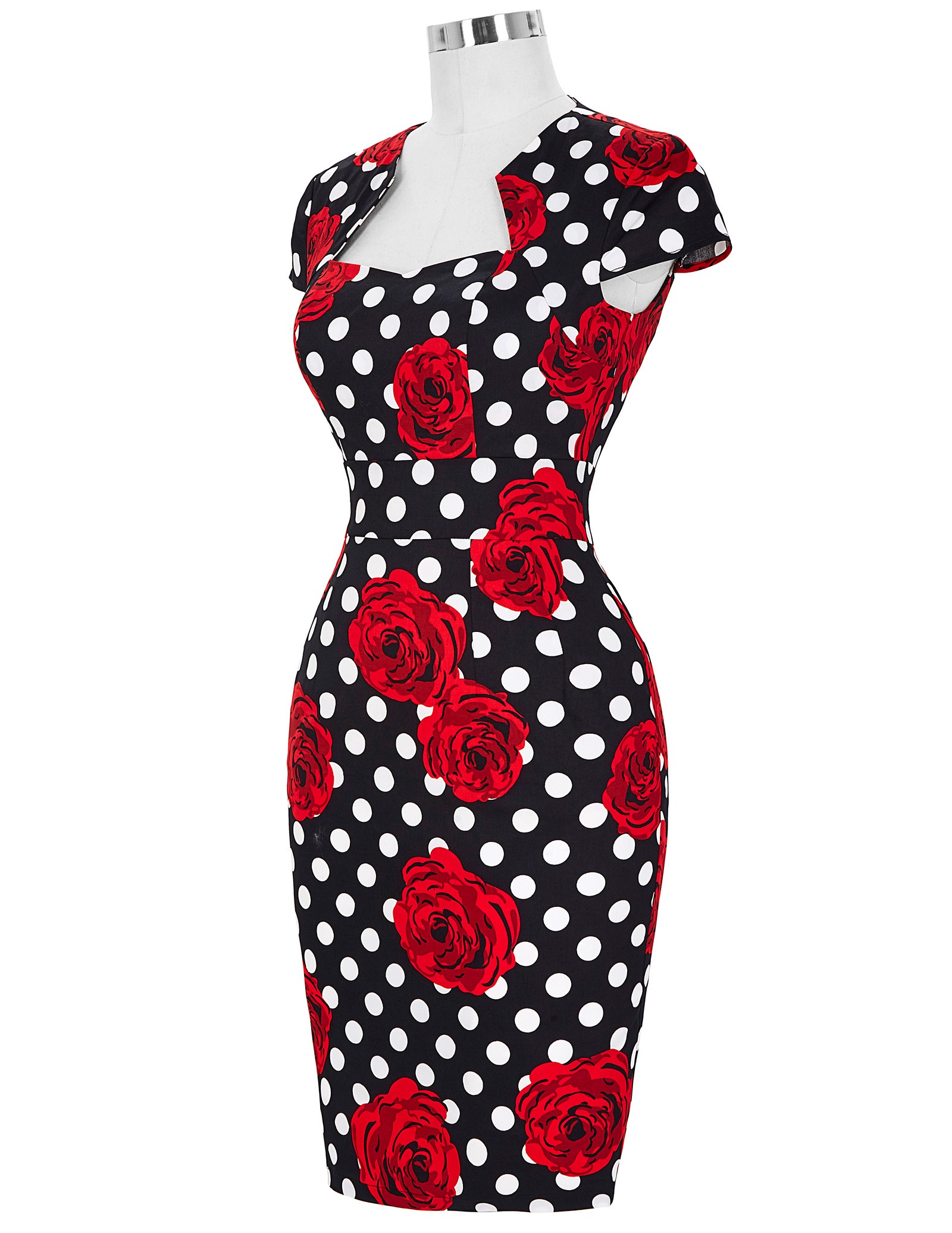 GK Elegant Cap Sleeve Retro Vintage Cotton Bodycon Dress (27 Patterns) - Picture 27 of 30