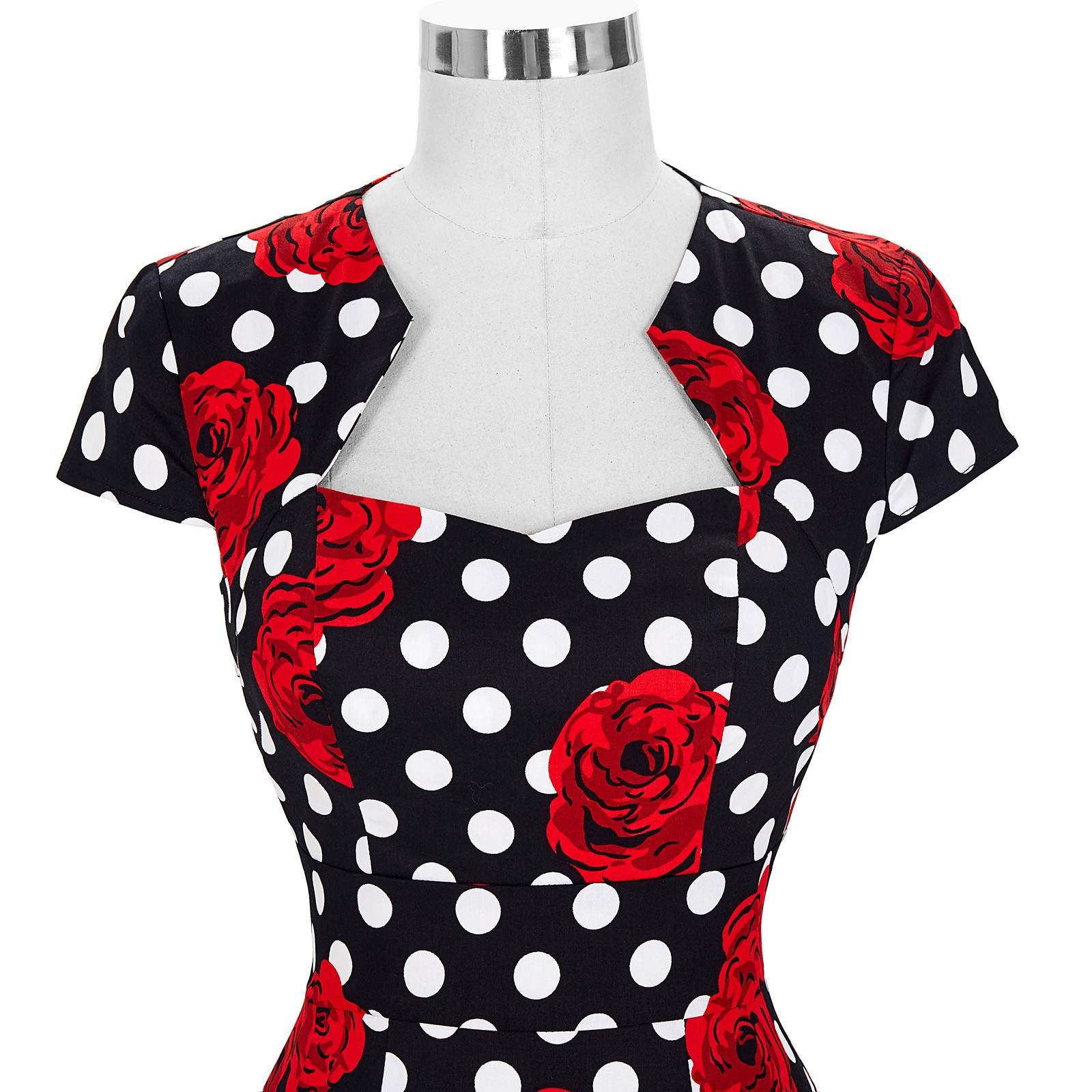 GK Elegant Cap Sleeve Retro Vintage Cotton Bodycon Dress (27 Patterns) - Picture 28 of 30
