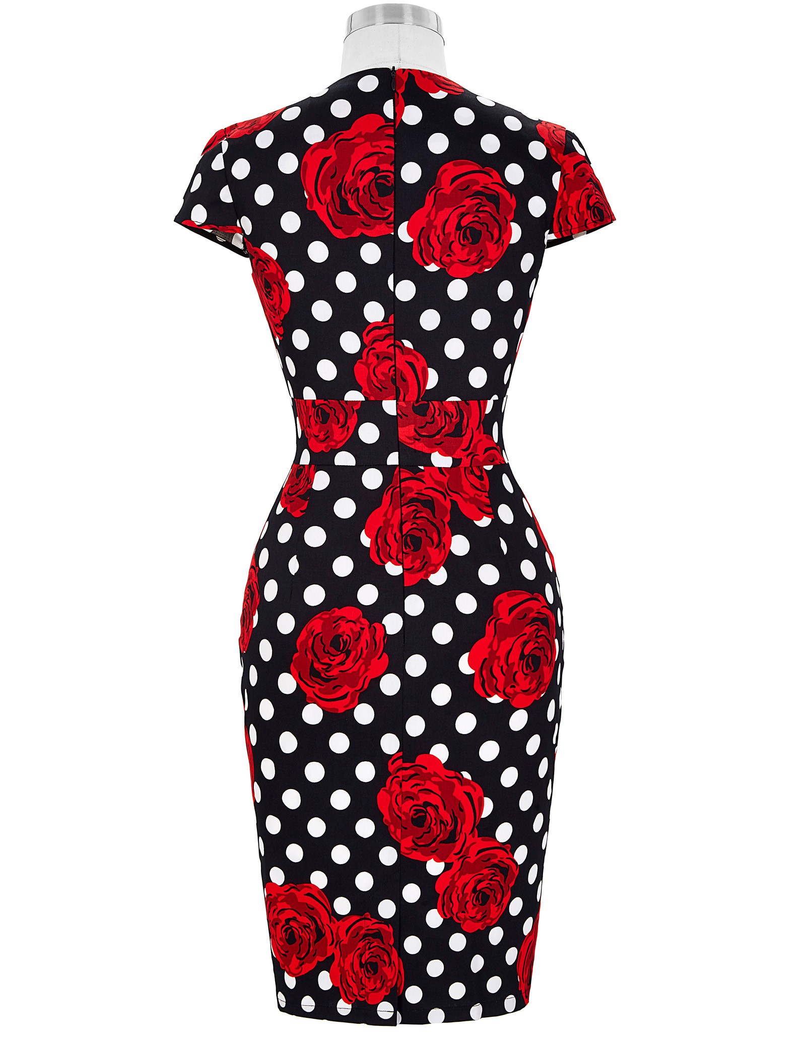 GK Elegant Cap Sleeve Retro Vintage Cotton Bodycon Dress (27 Patterns) - Picture 30 of 30
