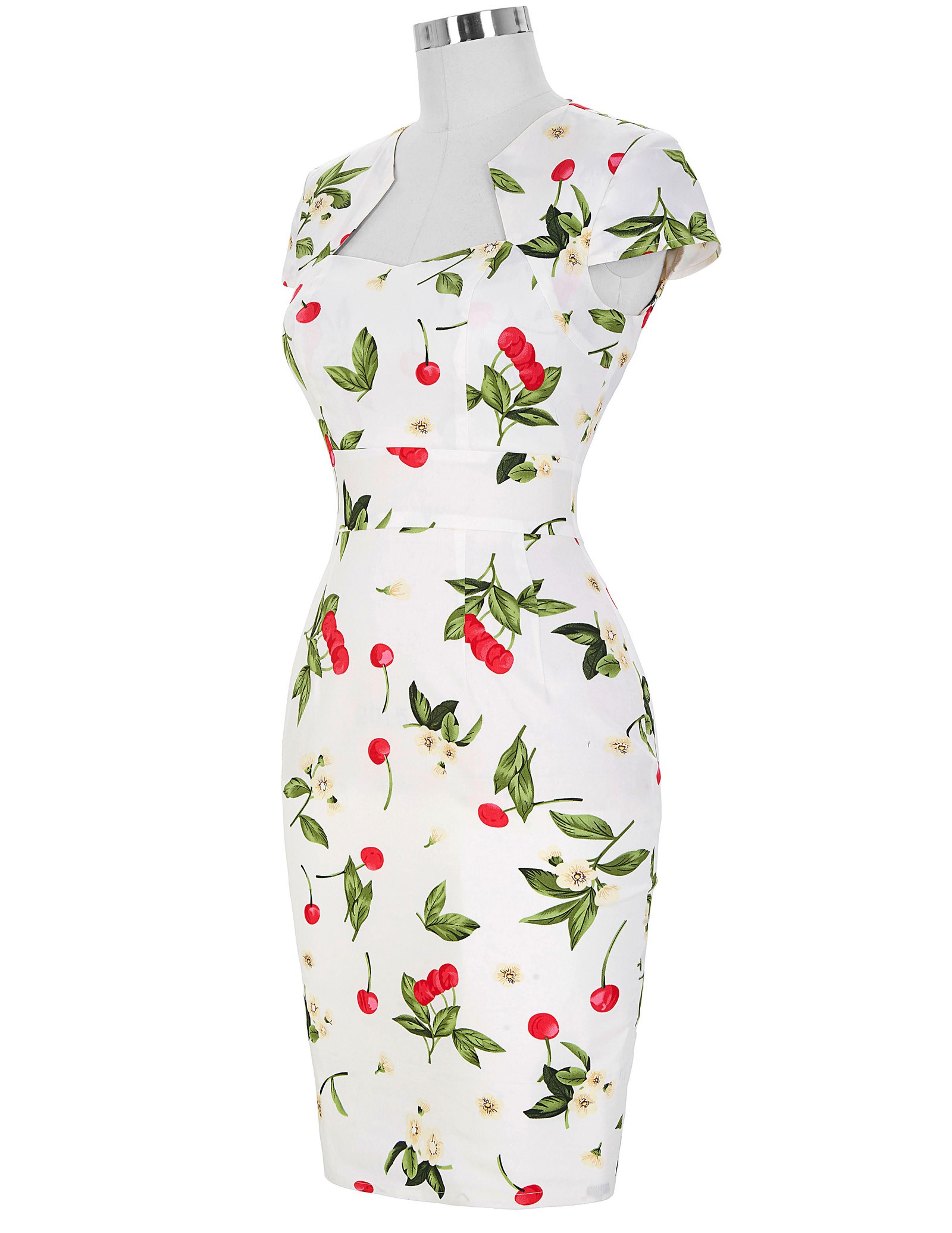 GK Elegant Cap Sleeve Retro Vintage Cotton Bodycon Dress (27 Patterns) - Picture 16 of 30