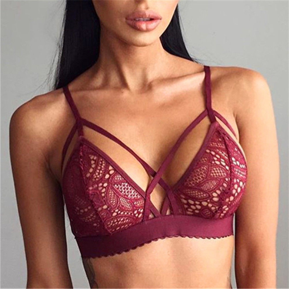 Lace lingerie Soft Solid Color Wine Red Wireless Women 1x Army Green Black - Picture 13 of 18