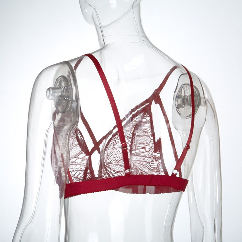 Lace lingerie Soft Solid Color Wine Red Wireless Women 1x Army Green Black - Picture 16 of 18