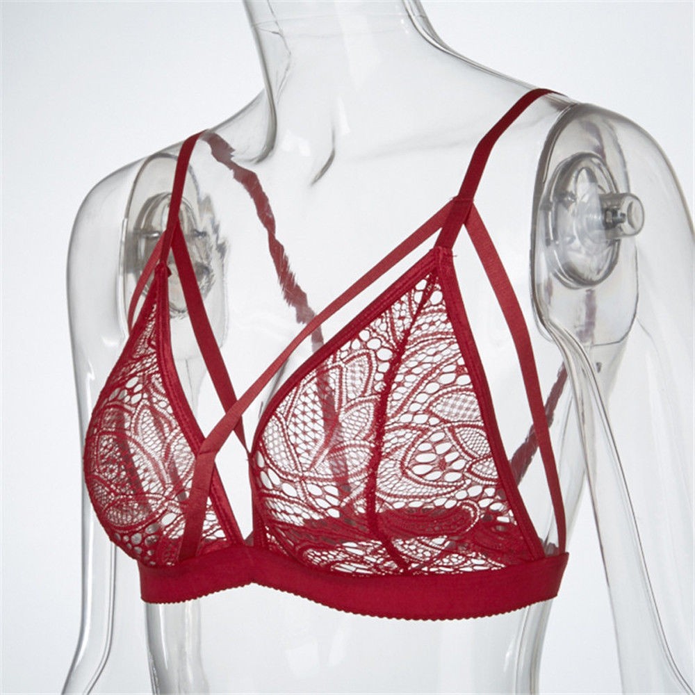 Lace lingerie Soft Solid Color Wine Red Wireless Women 1x Army Green Black - Picture 17 of 18