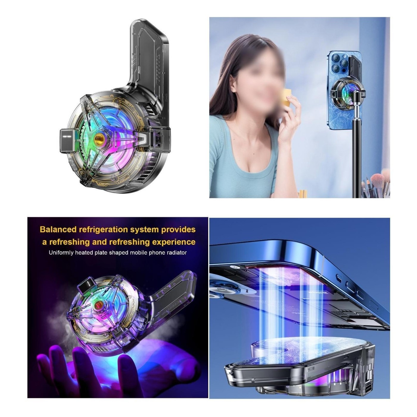 Magnetischer Handykühler mit RGB Lüfter für effizientes Gaming und Streaming - Zdjęcie 12 z 13