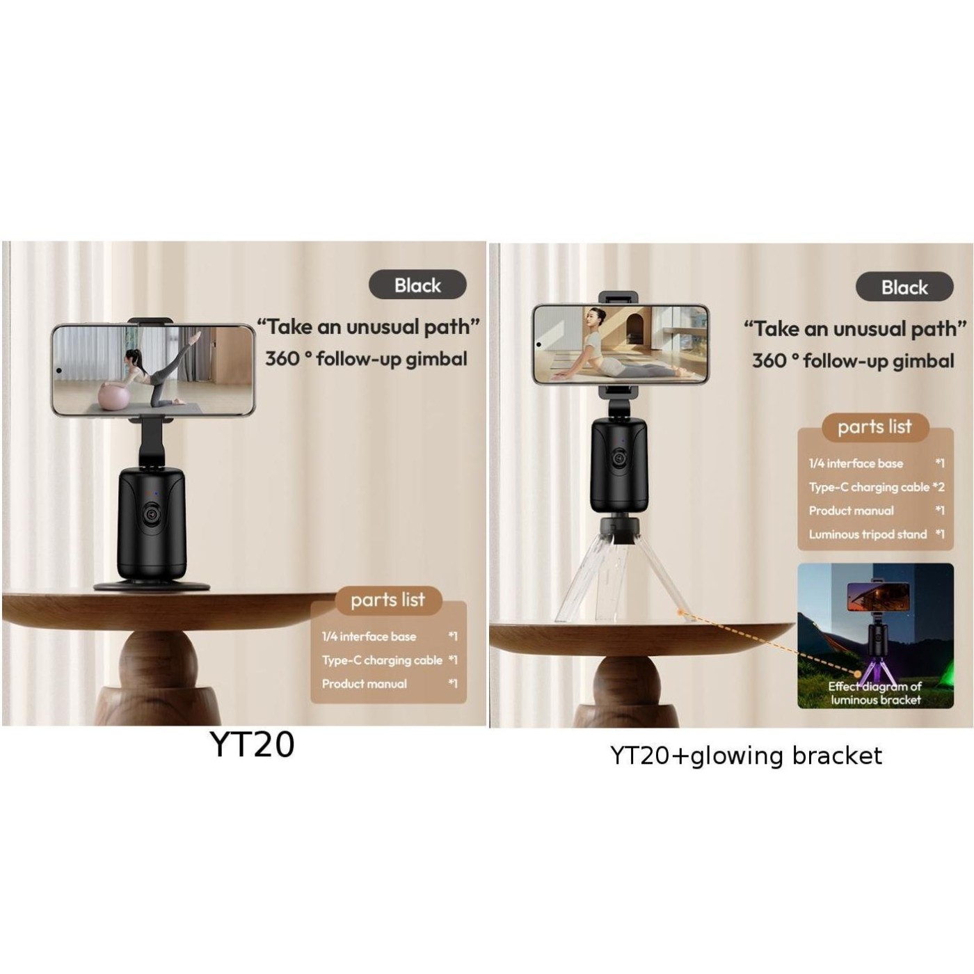 Cardan téléphone compact YT20 avec suivi automatique intelligent pour Live et - Photo 11 sur 15