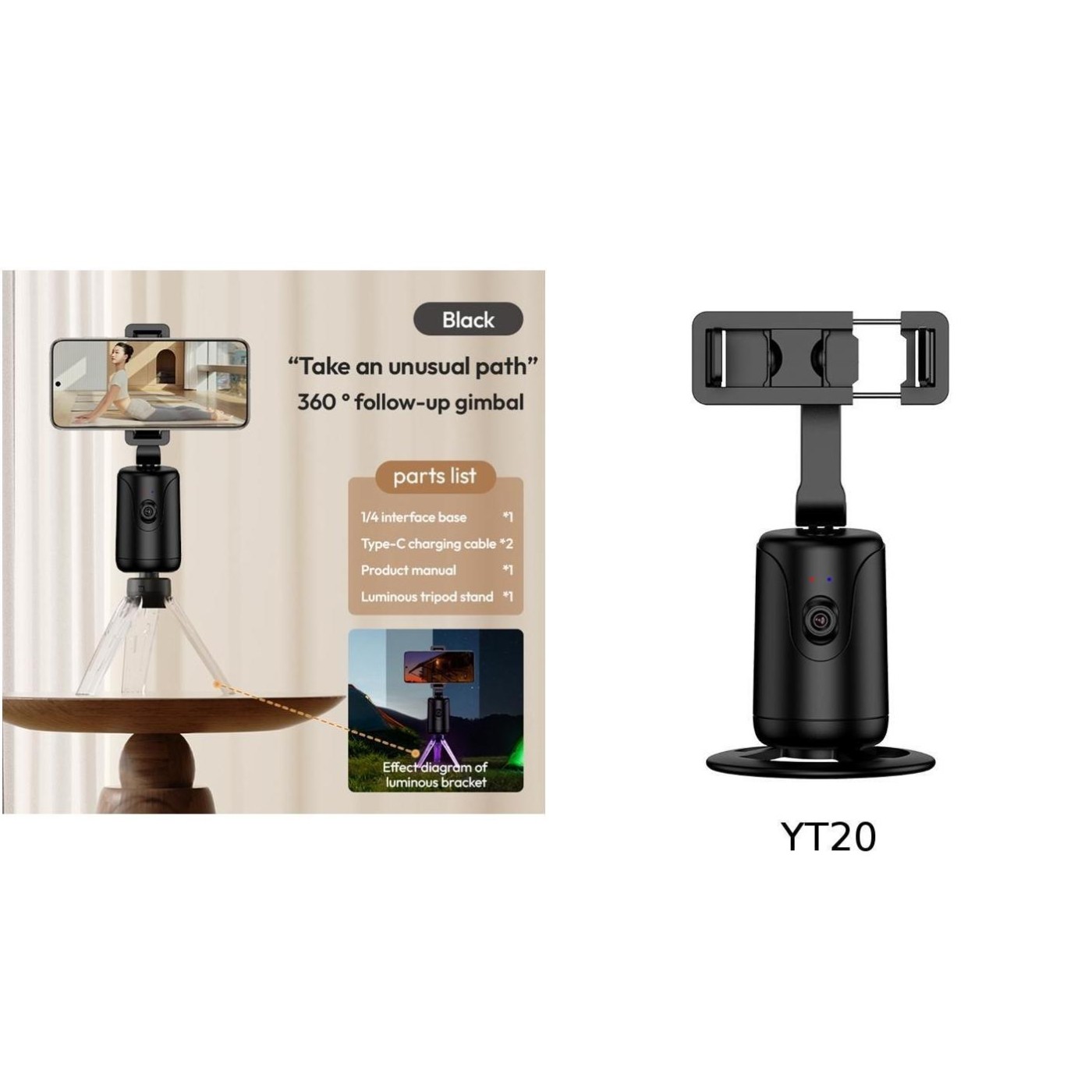 Cardan téléphone compact YT20 avec suivi automatique intelligent pour Live et - Photo 12 sur 15