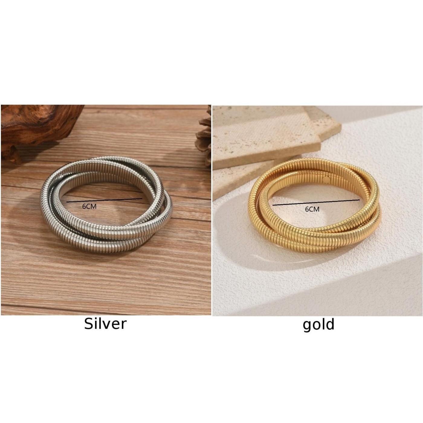 Bracelet Chaîne Serpent Triple Niveau - Élégant Et Chic, En Acier, Couleur Variable, Neuf Avec étiquettes