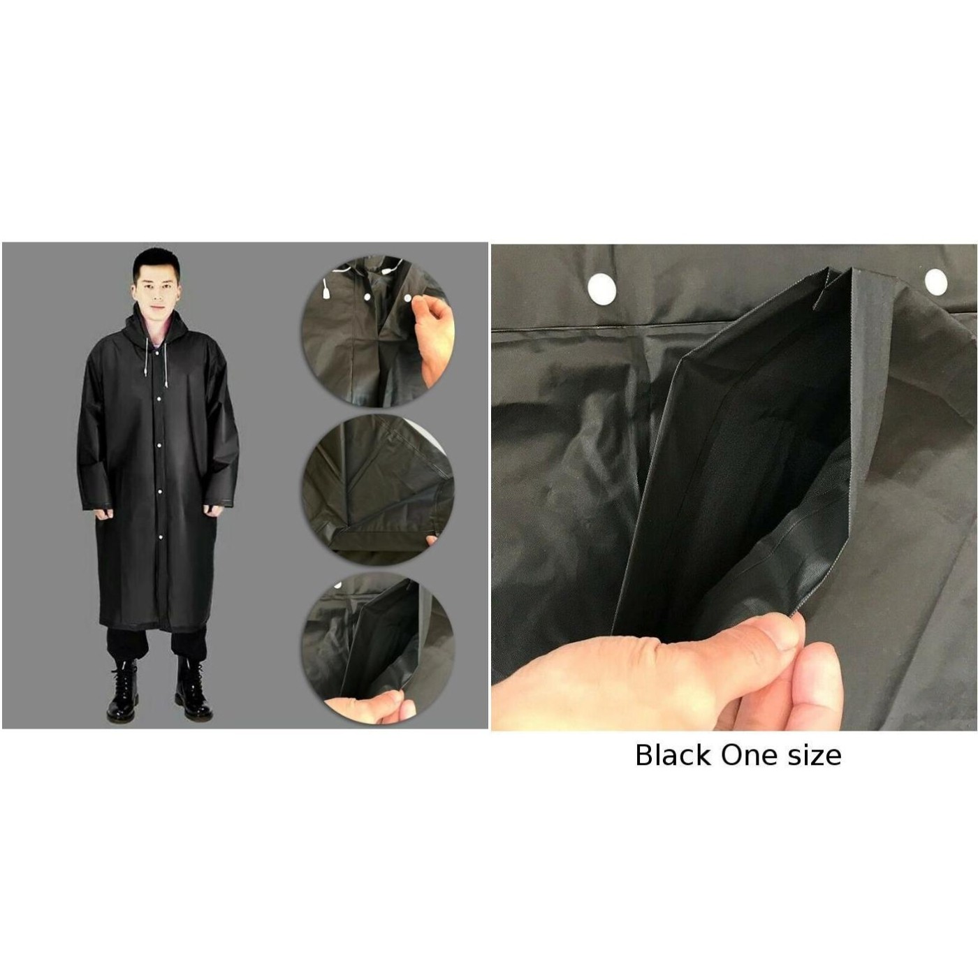 Women Men Waterproof Jacket Thick Fabric PVC Raincoat Rain Coat One Size - Picture 12 of 20
