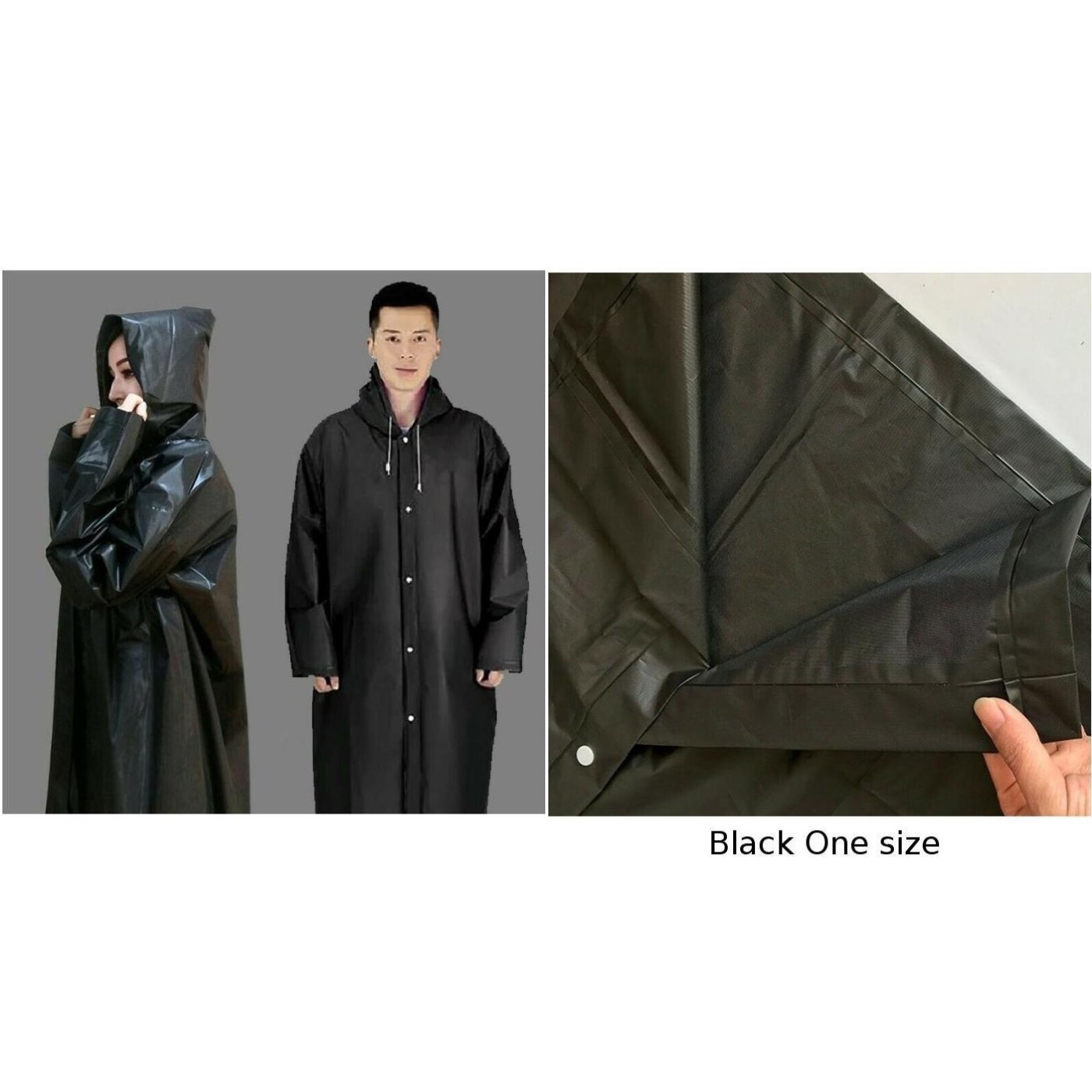 Women Men Waterproof Jacket Thick Fabric PVC Raincoat Rain Coat One Size - Picture 11 of 20