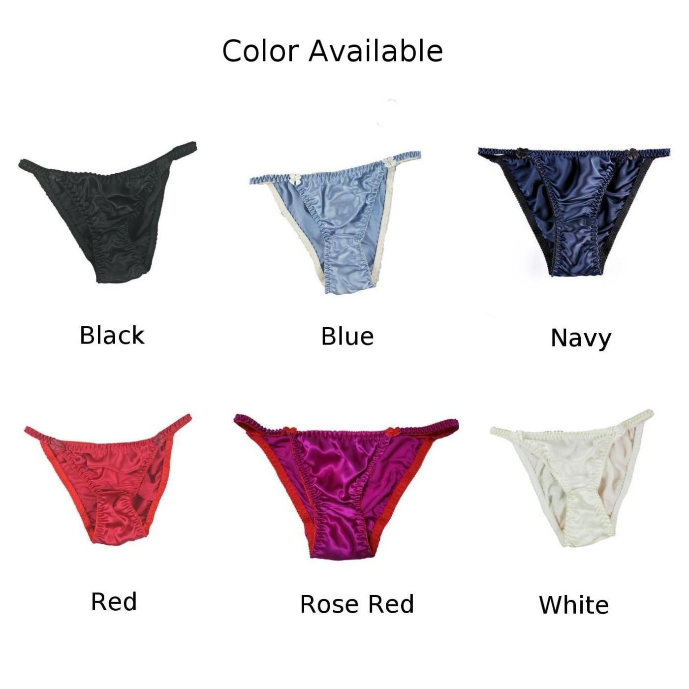 Sexy Silk Bikini Briefs Women's Underwear String Panties Black Blue ...