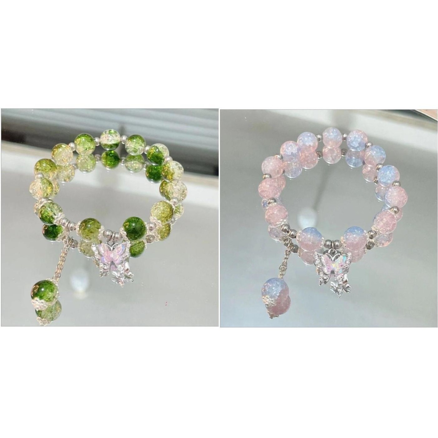 Stilvolles Blatt Venen Armband fr Frauen mit Glasfaser und Harz Perlen |  eBay.de