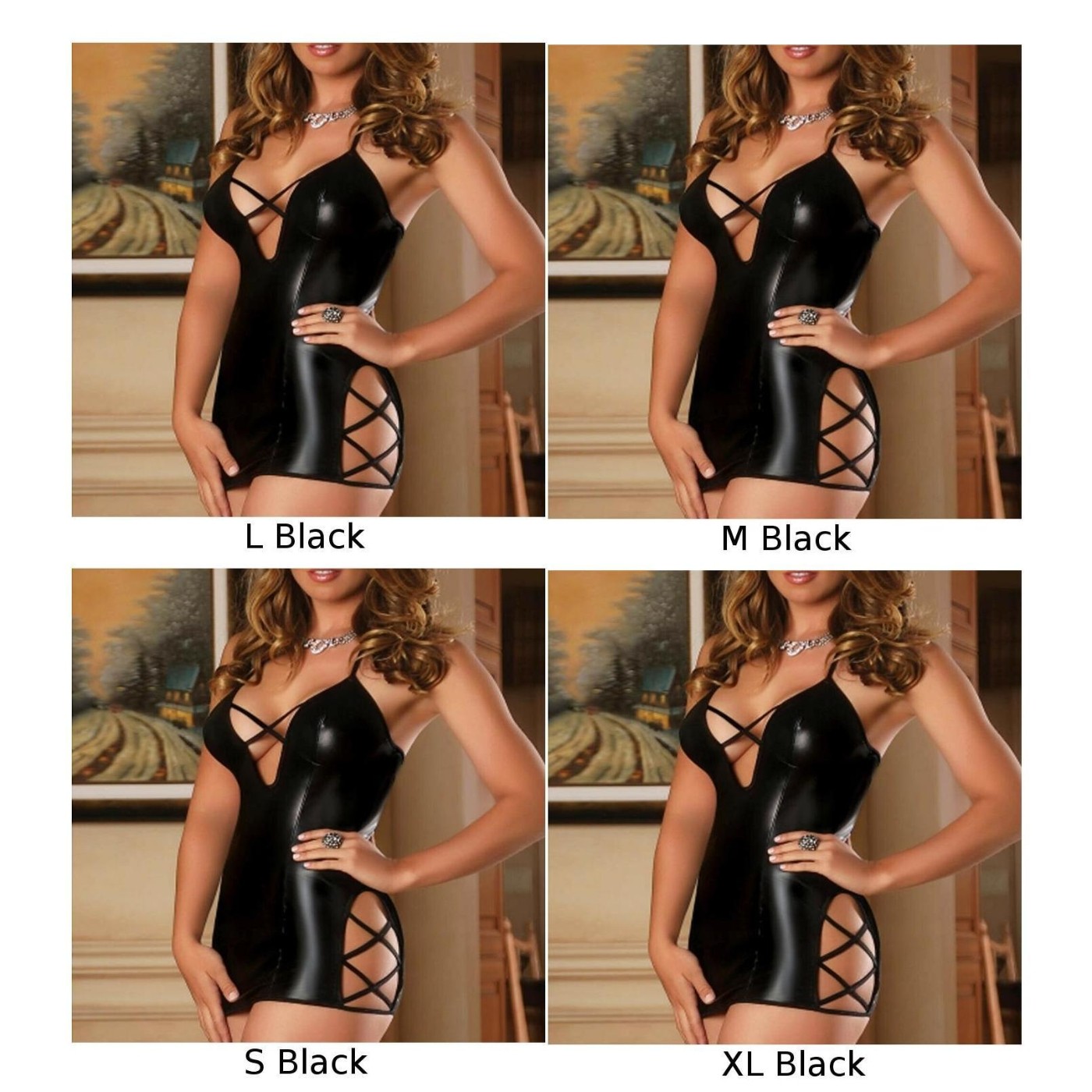 Nuovissimo mini abito vestito sexy taglie forti festa pigiama club lingerie - Foto 12 di 30